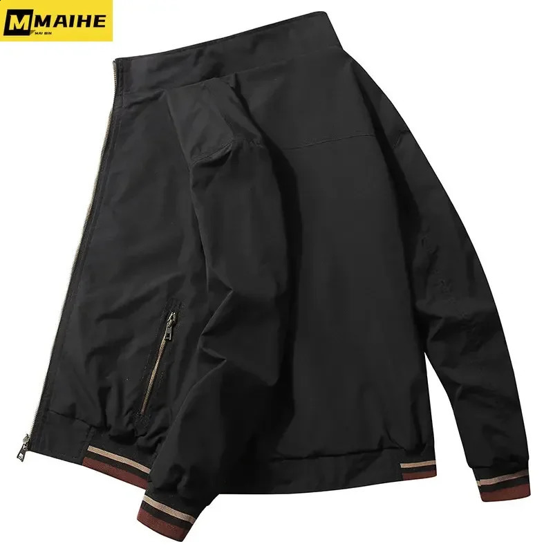 Men Reversible Jackets Spring Autumn Casual Coats Solid Color Mens Sportswear Stand Collar Slim Male Cargo 5XL 250814