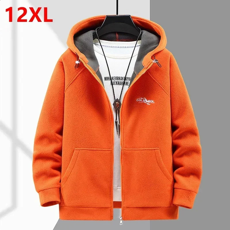 Autumn Winter Thickened Fleece Coat for Mens Trendy Fatty Hooded Plus Size Warm jacket Fat guy 190kg 12xl 11XL 10XL 250814