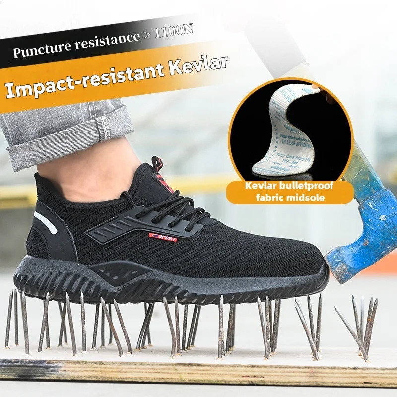 Chaussures de travail de sécurité pour hommes Bottes tactiques de capuche Anti-smash Puncture Puncture Lightweight Durable Industrial Chaussures