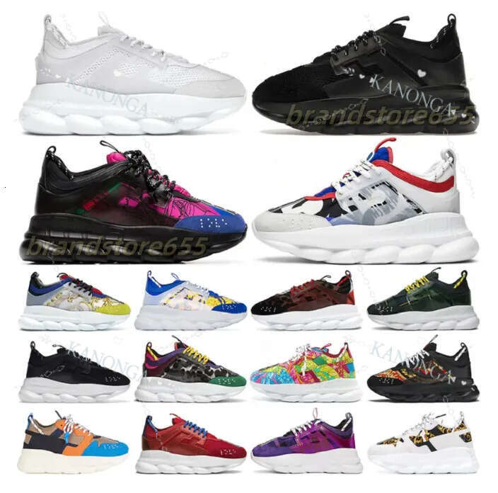 2025Chain Designer Reaction Men Women Shoes Dress Rubber Suede Triple Black White Gold Red Brown Orange Blue Fashion Mens Casual Trainers Platform S