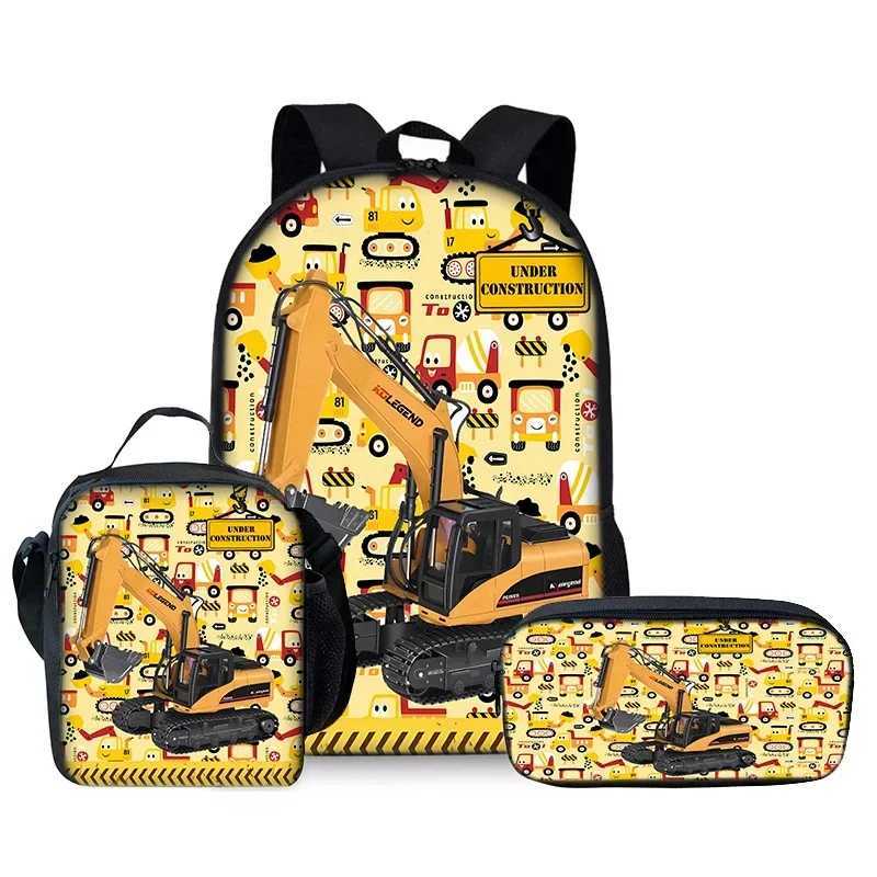 3pcs Set Cartoon Car Excavator Backpacks for Boys and Girls Best Gifts 3D Cartoon School Backpack Bag for Children X250815
