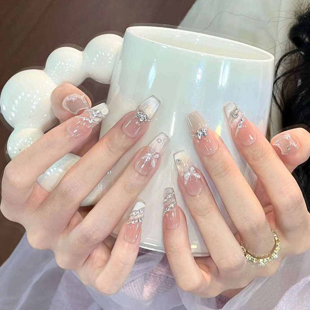 2025 Summer Designer Butterfly Fairy Fingertip Dreamy Galaxy High-end Luxury Handmade Wearable Nail Finished Product X250815