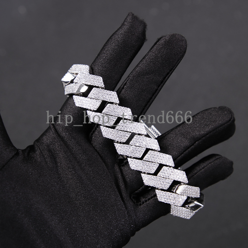Moissanite Diamond 20mm 4Rows Hiphop Style Jewelry S925 Sterling Cuban Link Chain