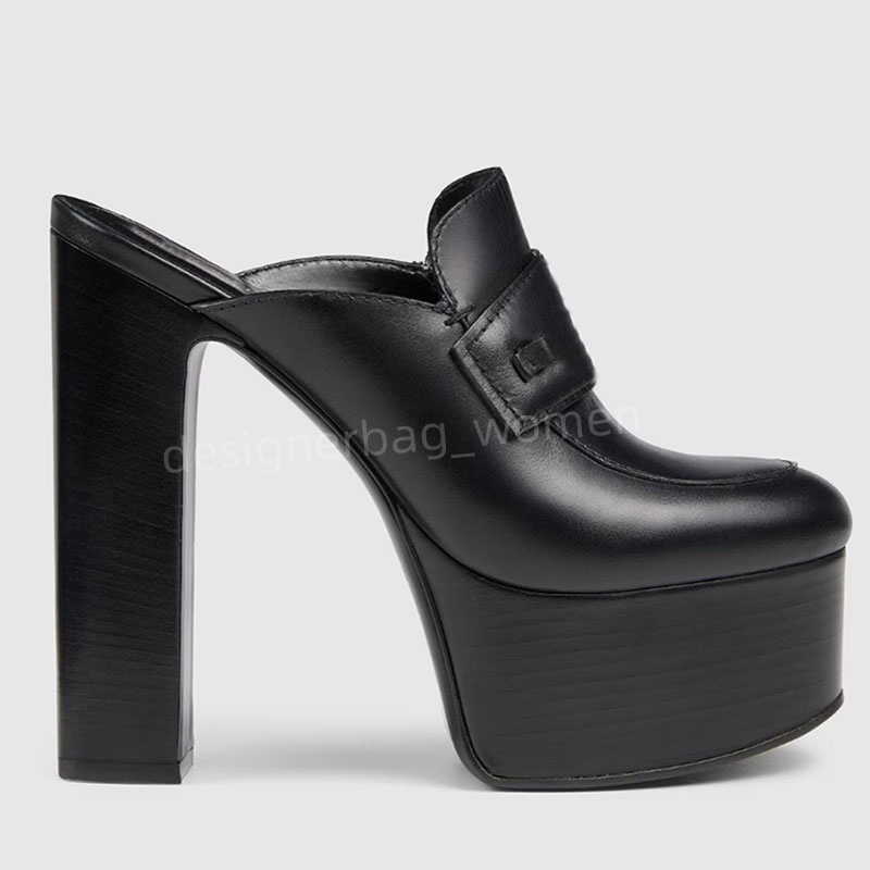designer mule women high heels sandals platform heel mule womens slippers thick-soled muller high comfort loafers shoes pump top quality leather dre