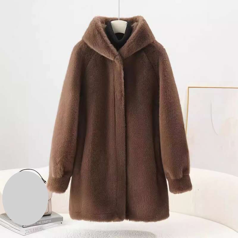 Clothing Autumn And Winter Veet Eco Friendly Fur Women's Mink Hooded Young Medium Length Coat