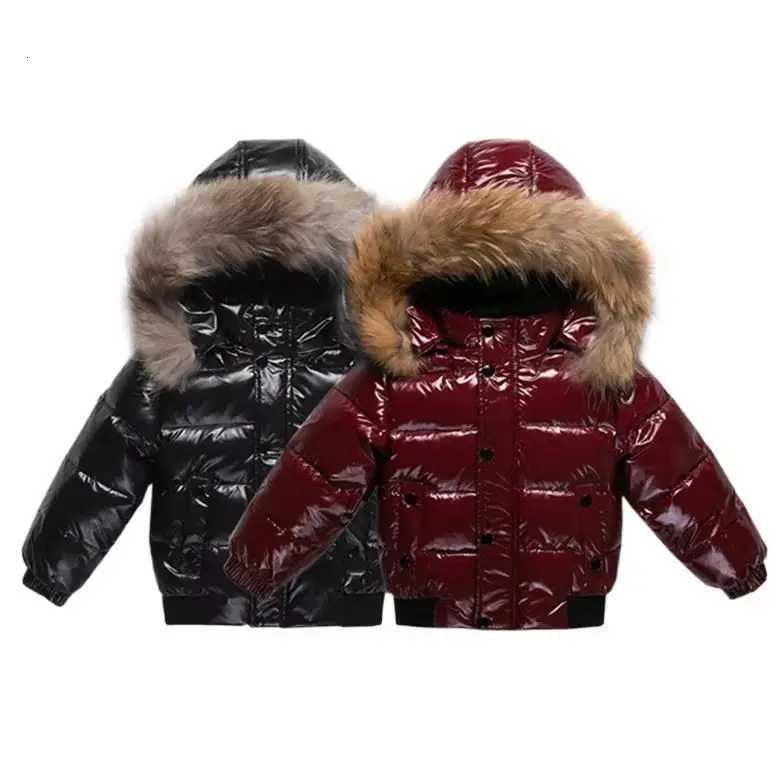 RAISE Winter 1-8 Years Kids Boys Parka Baby Girl Down Jackets Waterproof Shiny Real Fur Thick Warm Boys Outerwear Coat Outfit XJ250808