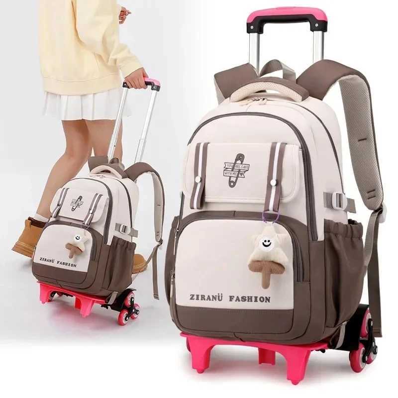 With Wheels Rolling Backpacks For Trolley School Bags Travel Trolley Luggage Kids School Backpack Girls Student Wheeled Backpack X250815