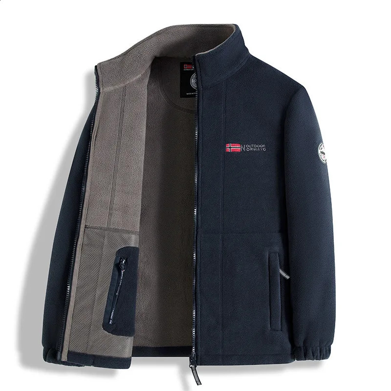 mens fleece with thickened warm windproof outdoor casual storm jacket fashion coat 250814