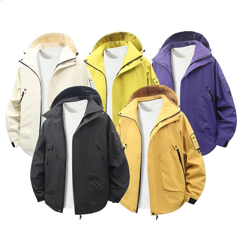 Mens Casual Coat Spring And Autumn Windcheater Fashion Clothing Hooded Cargo Jacket Outdoor Climbing Camping Jackets 250814