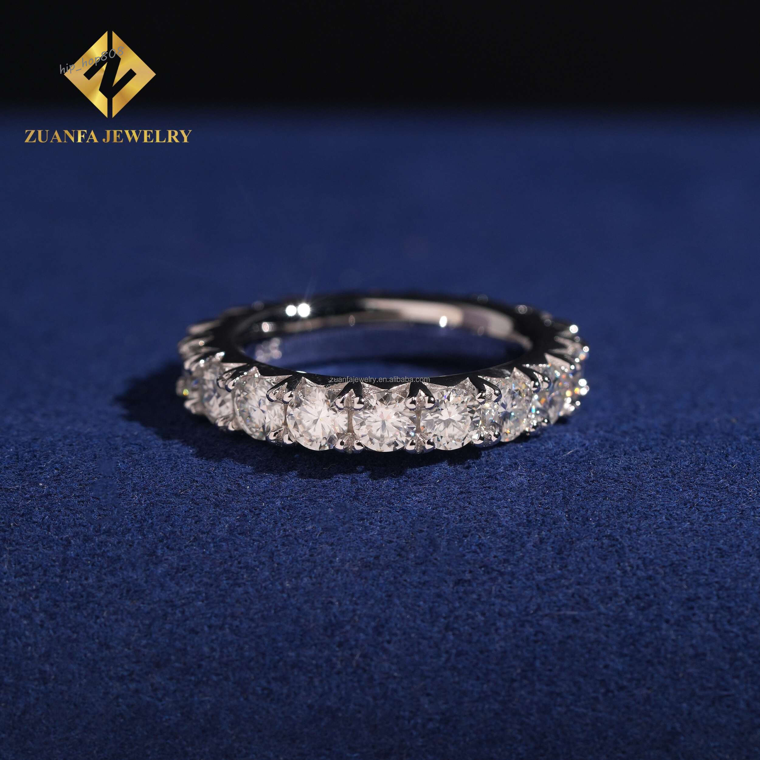 Ready to Ship Bulk Stock 4mm Female Elegant Style 925 Silver Prong Setting Vvs Moissanite Diamond Eternity Band Ring Engagement