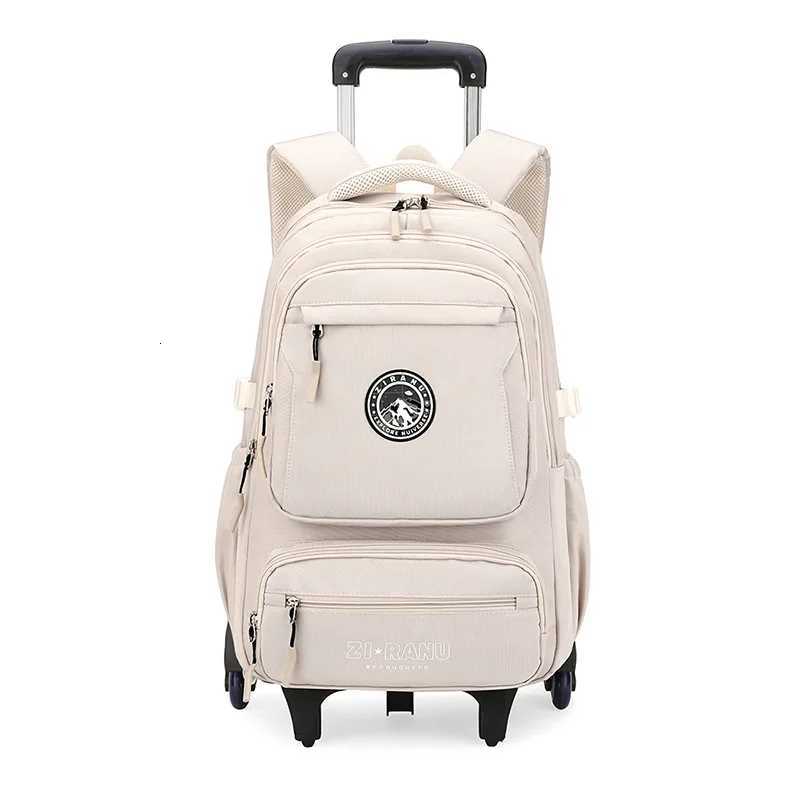 Simple Men Backpack Trolley School Bags for Teenagers Boys Rolling Students Schoolbag with Wheels Travel Business Backpacks X250815