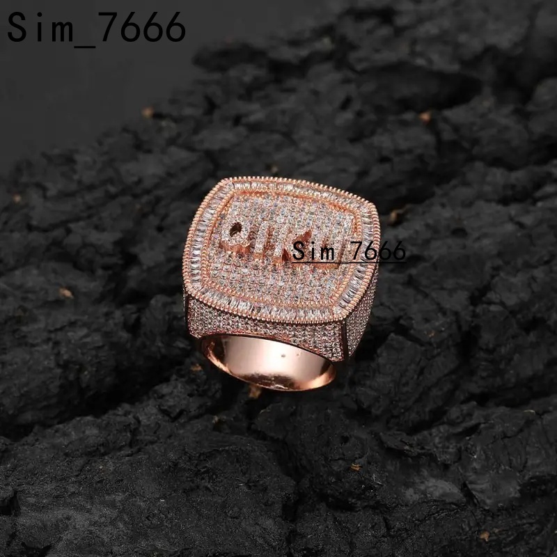HipHop Moissanite Ring Men 18K Gold Plated S925 Pass Diamond Tester VVS Moissanite Ring