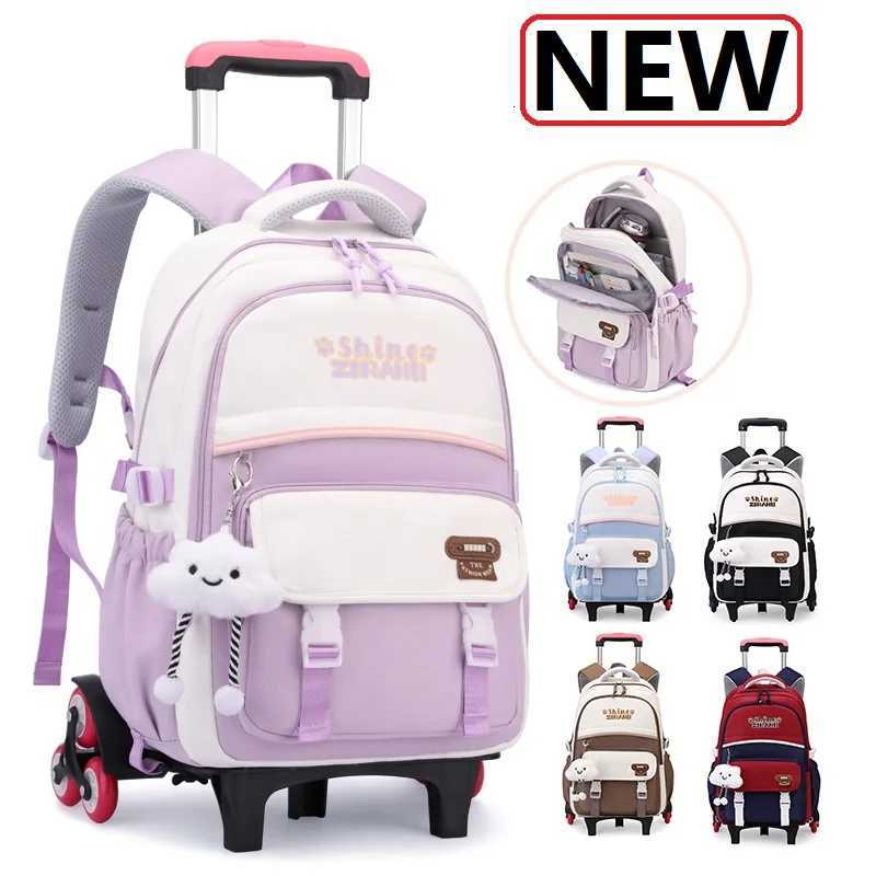 New Rolling Backpack with Wheels Trolley School Bags for Girls Children Back Pack Wheeled Bookbag Roller Mochila Escolar Nia X250815
