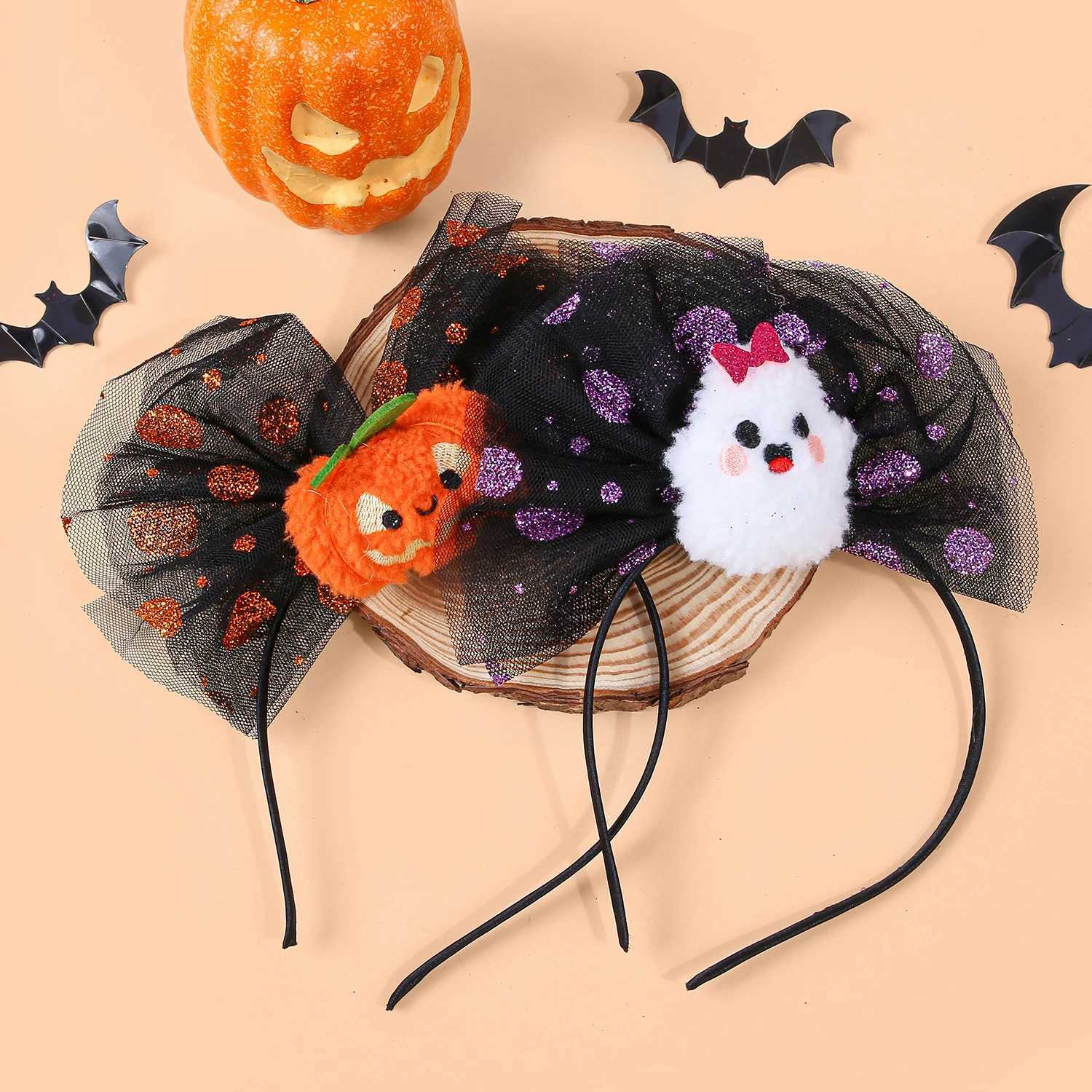 1 / 2pcs Halloween Hair Bows Bandeaux Bandeaux pour femmes Girl Hair Bows Barrettes Hairpins Halloween Hairbands Par accessoires de cheveux Set Z