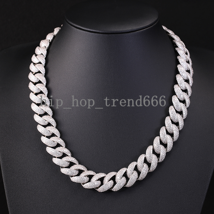 Luxury Bling Rappers Hip Hop Jewelry 17mm 925 Sterling Silver 4 Rows VVS Moissanite Iced Out Thick Cuban Link Chain Necklace
