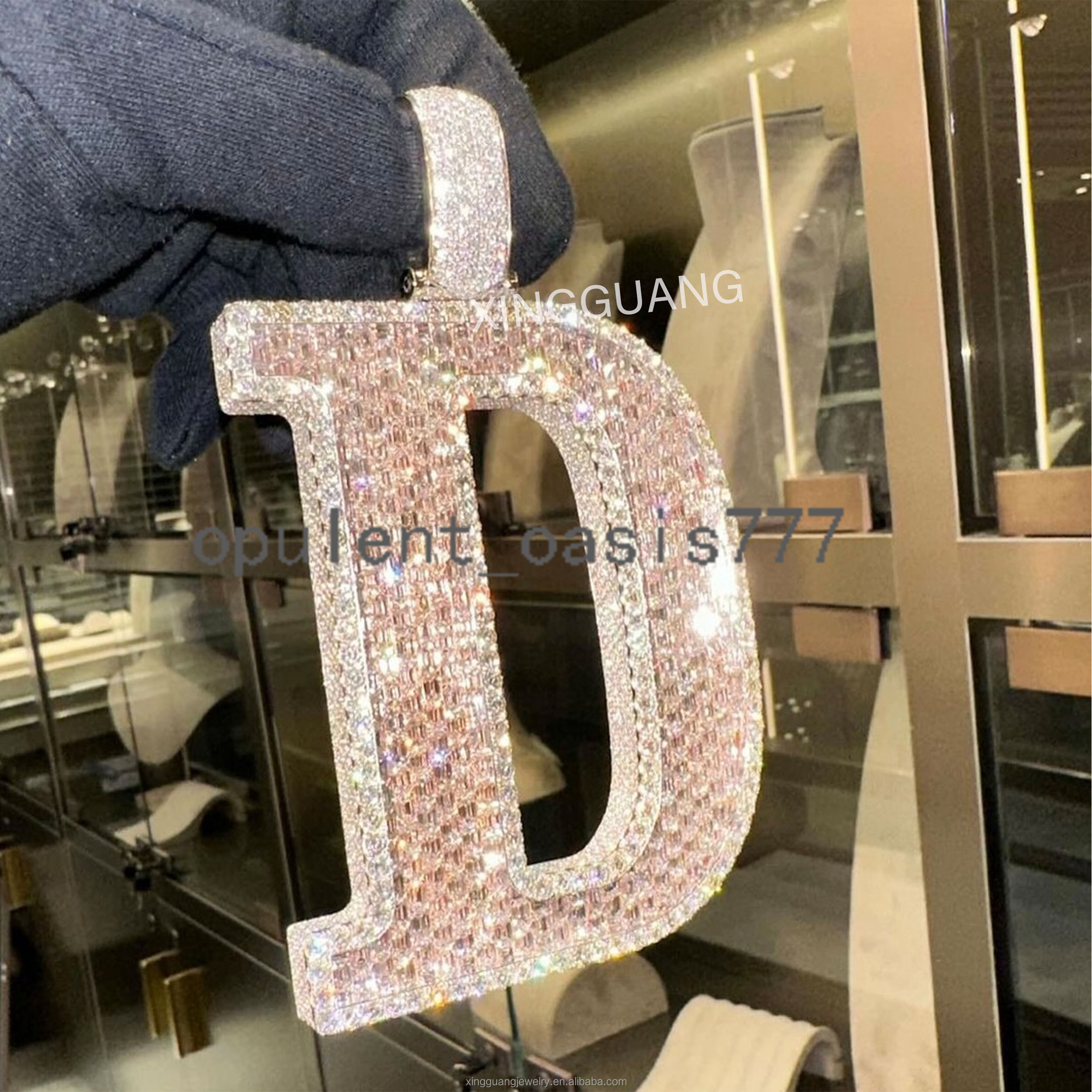 Custom Capital Letter D Pendant Pass Diamond test GRA Moissanite 925 Sterling Silver Party Gift Fashion Pendant Jewelry