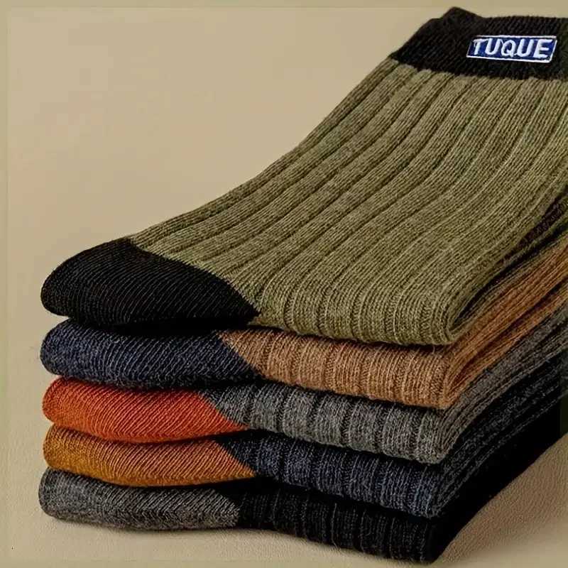 5 Pairs Mens Trendy Color Block Crew Socks Breathable Comfy Casual Unisex Socks for Mens Outdoor Wearing All Seasons Wearing W250815