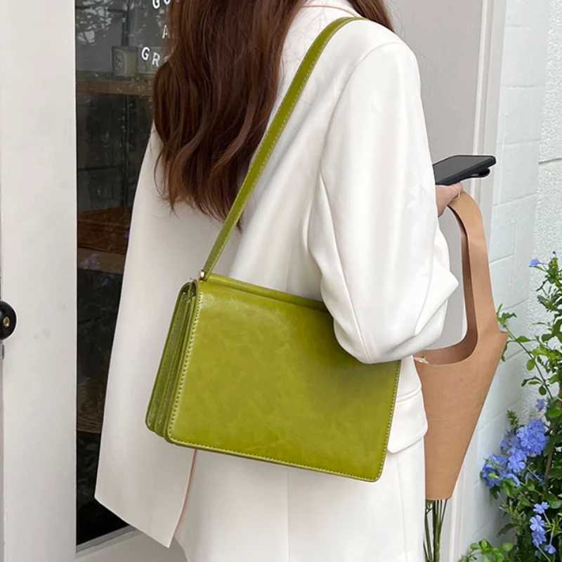 Vintage PU Leather Women Shoulder Bag Small Handbags Solid Color Square Ladies Underarm Bag Fashion Simple Female Clutch Purses Z250815