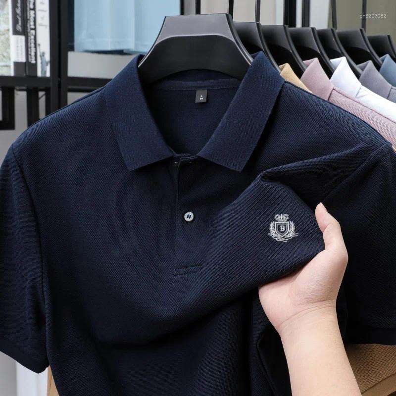 Men's Polos Cotton Casual Short Sleeve Summer Classic Business Polo Shirt Luxurious Fashion Exquisite Embroidery T-shirt Top