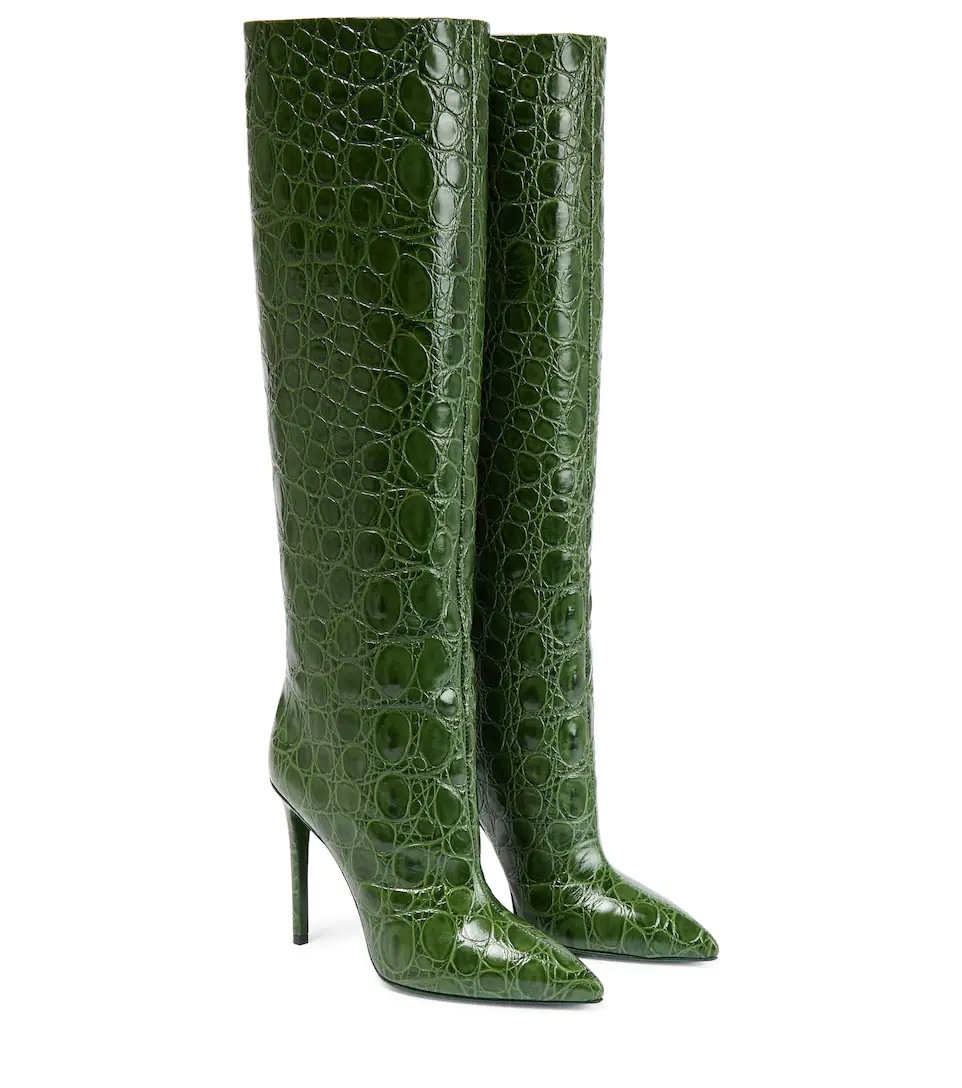 Luxury Designer Women's Genuine Leather Shoes New Long Boots For Women Leather Pointed Toe Thin High Heels Snake Print Long Shoes Female Large
