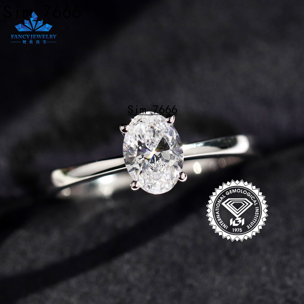 Custom IGI Certified D VS1 1CT Lab Diamond 10K 14K White Gold CVD HPHT Solitaire Oval Lab Grown Diamond Ring for Women