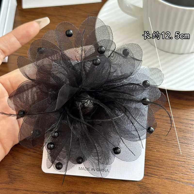 Tissu rétro Grandes broches de fleurs pour femmes en mousseline de soie en mousseline de soies épingles à revers à la mode bijoux faits à la main