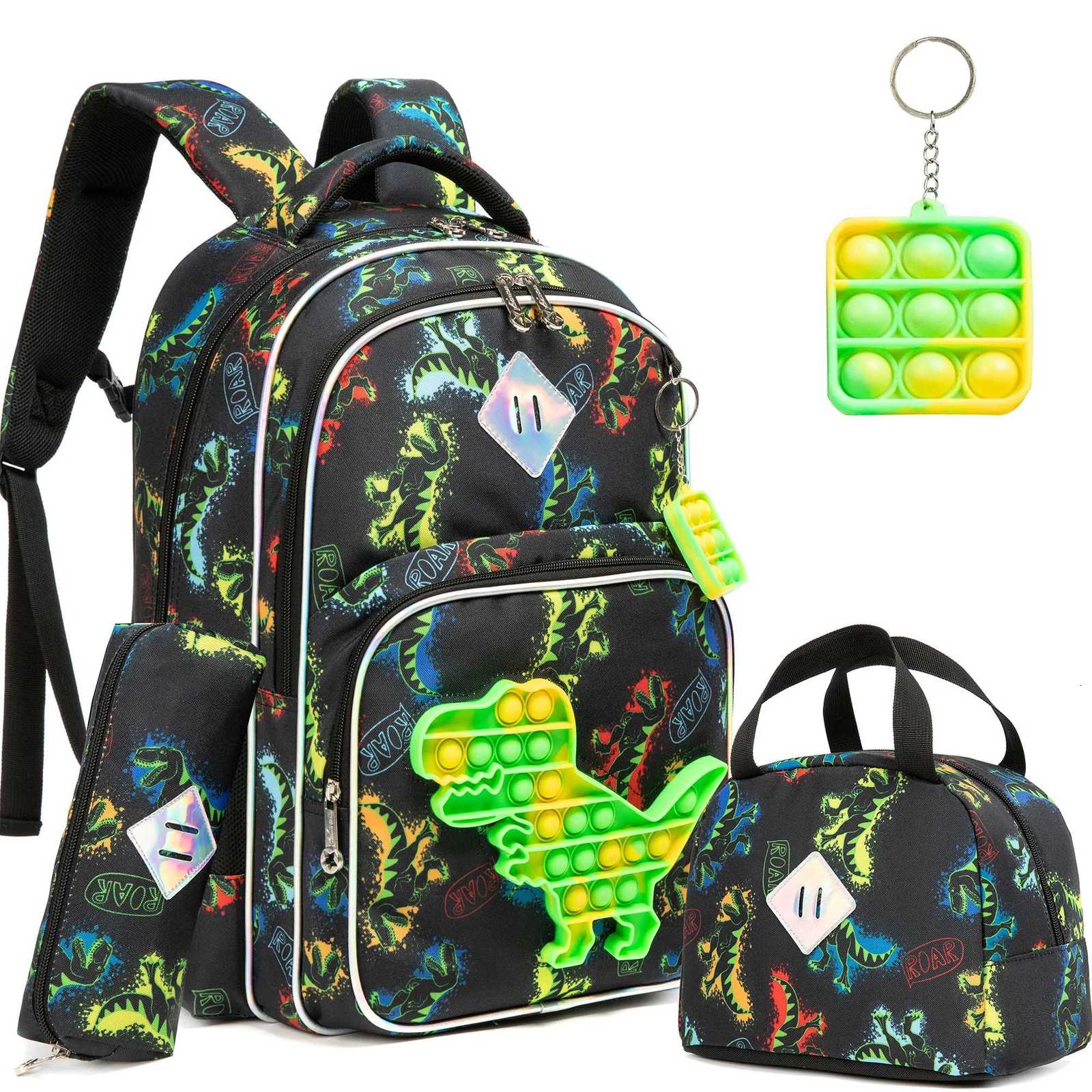 School Backpack for Boys with Lunch Box for Elementary School Students with POP Unwrapped Toy Pendant X250815