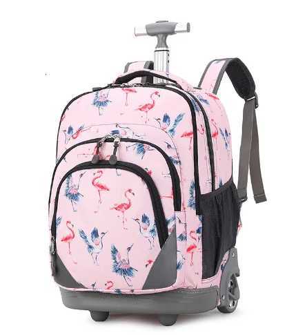18-inch Children School Trolley Backpack with Wheels Wheeled Backpack Roller Bag for Kids X250815