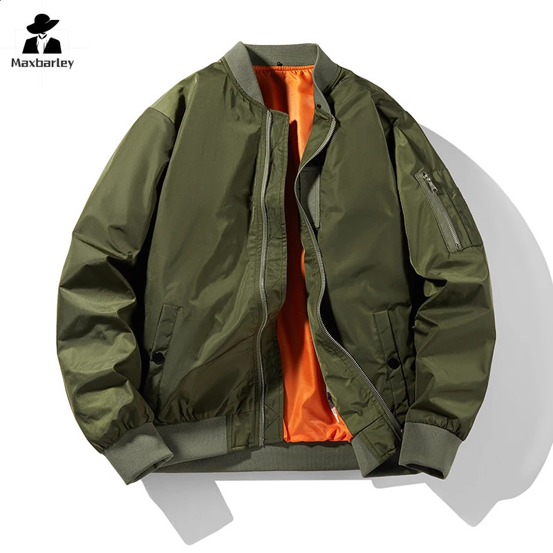 Veste de cargaison automne pour hommes coréens à mode de baseball en vrac Couple couple vintage armée verte ma1 250814