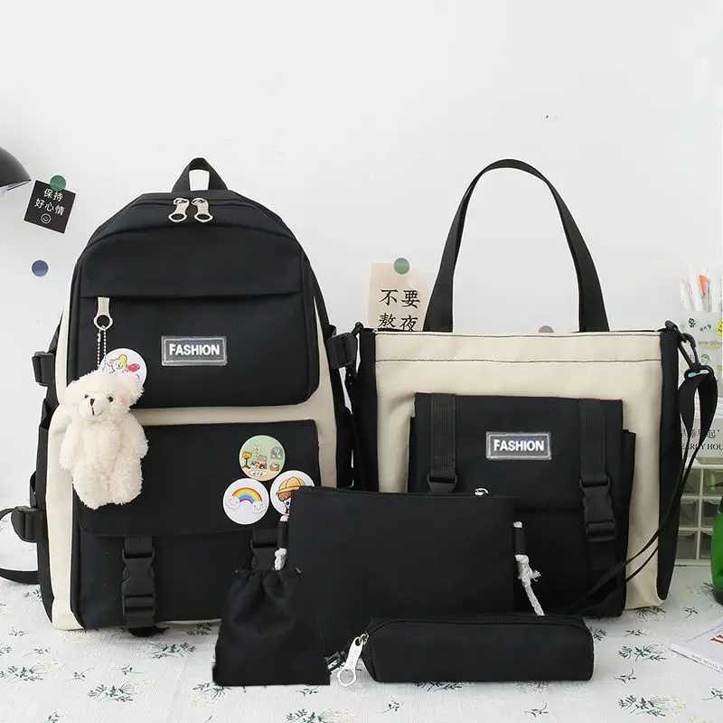 Ensemble de 4 pièces sacrément scolaire primaire Version INS Korean Version du campus Lightweight Light-Capacity Backpack pour Junior High X25081