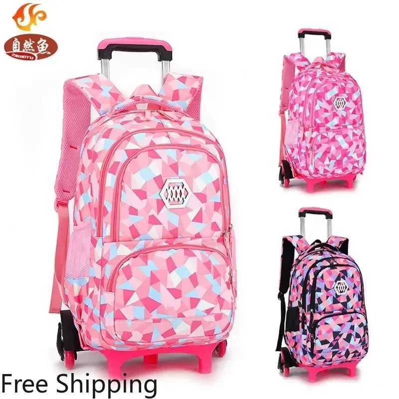 Nouveau sac à école étanche étudiante élevée haute capacité roule sac à dos enfants chariot sac à roues enfants roues sac à dos sacs mochila x250