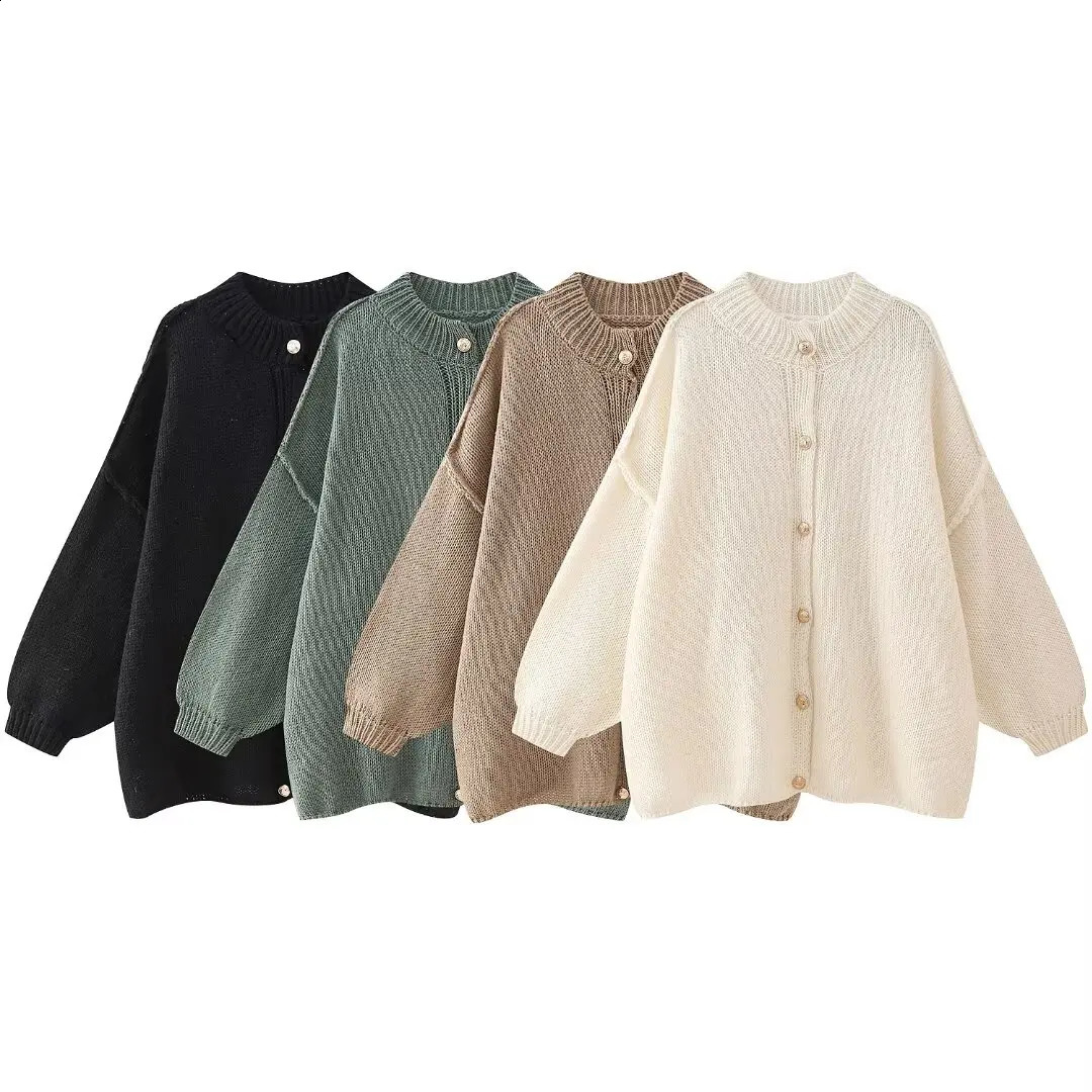 Casual Cardigan Women Sweater Loose Single Breasted Oneck Fashion Sweaters Autumn Office Female Allmatch Top Coat 250815