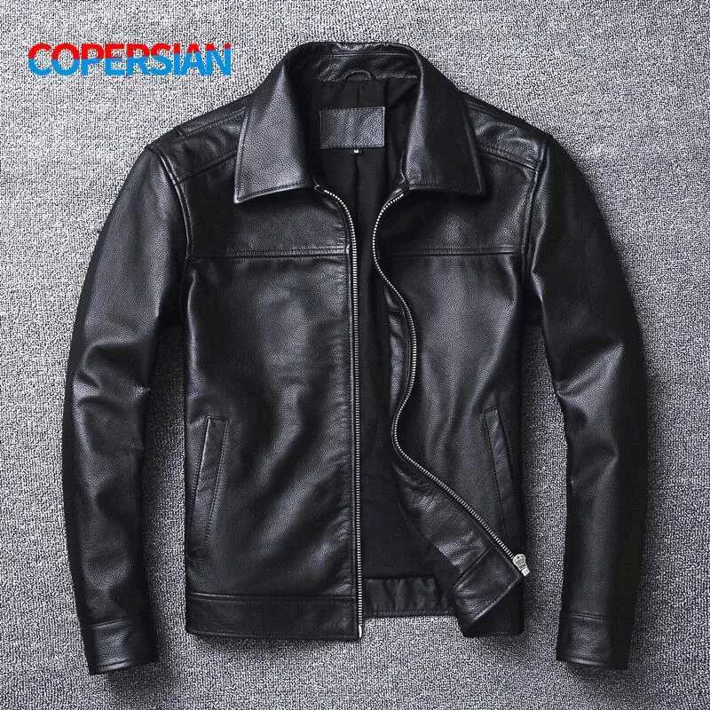 Veste en cuir masculine pour hommes naturels Veste vache véritable printemps et automne décontracté pour hommes