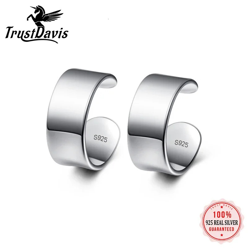 Trusta 100% 925 Sterling Silver Smooth Surface Ear Cuff Clip on Earrings For Women Girl Without Piercing Earings Jewelry DS1040250812