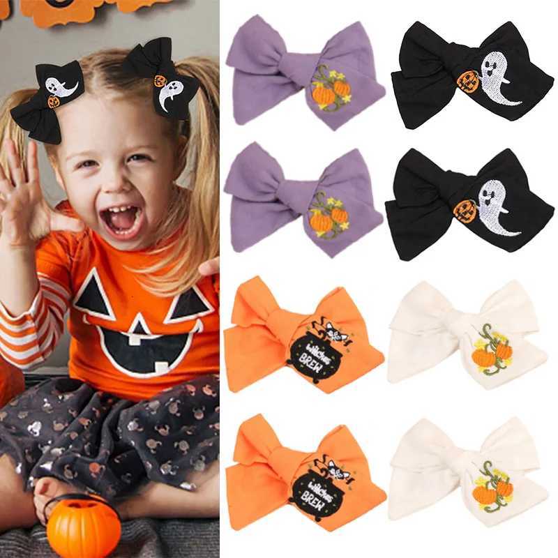 2PCS / Set Halloween Broidered Bow Hairpin For Baby Girl Cute Toddler Bowknot Hairclip Barrets Child Hair Accessoires Z250815