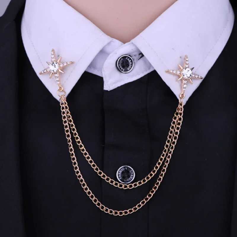 Broche de la chaîne de glace de mode coréen Broche en ramine cristal lel badge broche de chemise de chemise cols de luxe