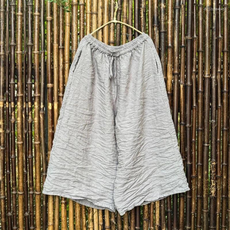 Women's Pants 2025 Wide Leg Solid Casual Elastic Drawstring High Waist Quality Straight Loose Pocket Female Trouser