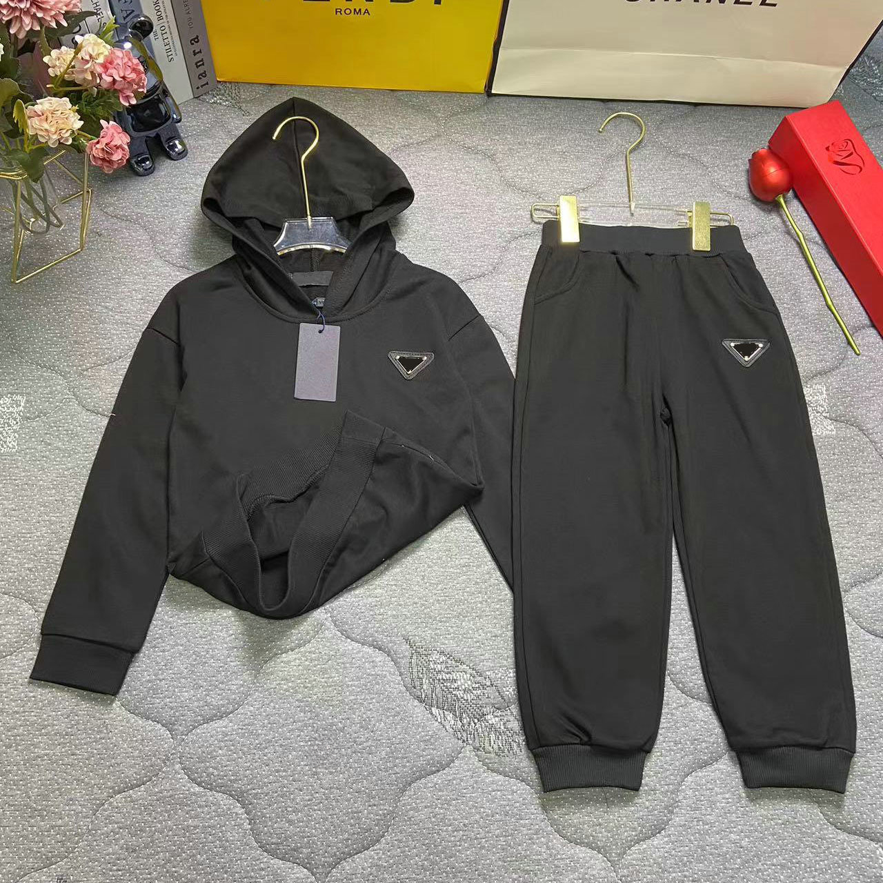 Letter Printed Sets for Children Autumn Pure Cotton Clothing Set Kids Clothes Girl Baby Boy Clothes Fashion Hoodie Pants 2 Pcs/Suit 100-160CM H25-image-1087662172