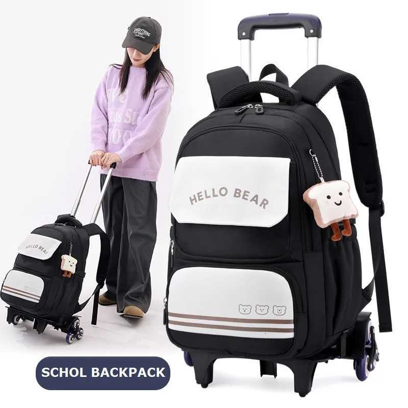 2024 NOUVELLE école de chariot Sac à dos pour les filles de la jeunesse pour les filles rouleaux roulant sac à dos sac à dos sac à dos x250815