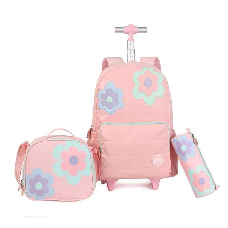 Children Rolling School Backpack For Teenagers Girls Travel Luggage Trolley School Bag Set Wheeled Backpack Students Book Bag X250815