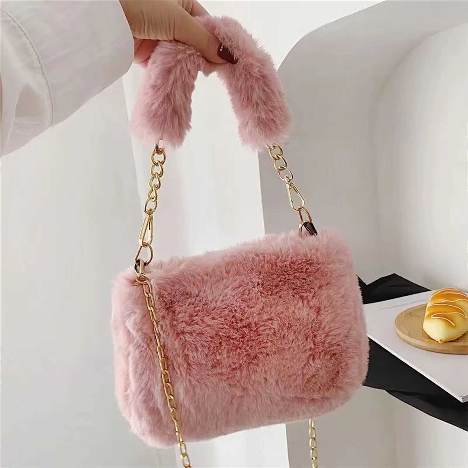 Women Plush Handbag Solid Color Shoulder Bag Casual Purse Dumpling Bag Simple Fashion Crossbody Bag Z250815