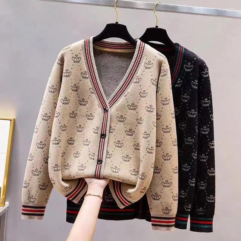 Women's Wool Western Style Knitted Cardigan Loose Sweater Jacket Spring Autumn Lazy Casual Temperament Trendy Top For Women