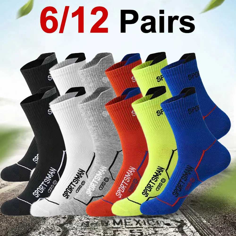 6/12 paires Men de mi-longueurs Sports Sports Modèles géométriques à la mode Houstable Rester Running Cycling Basketball Socks XJ250815