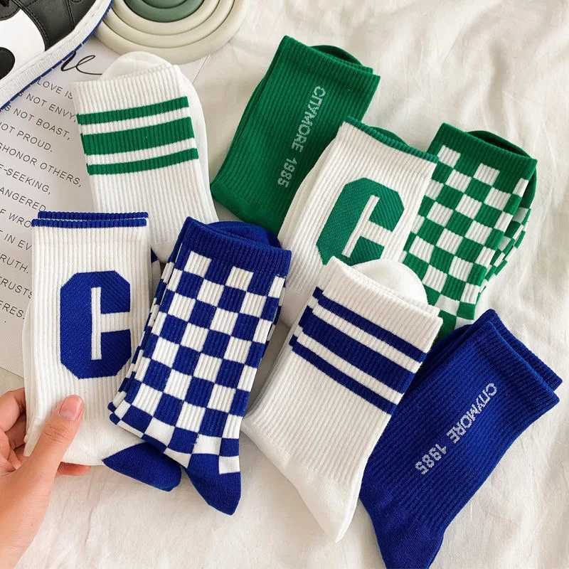 Chaussettes unisexes funky harajuku tendance femme damier damier chaussettes à damier géométrique hommes hip hop coton streetwear nouveauté chaus