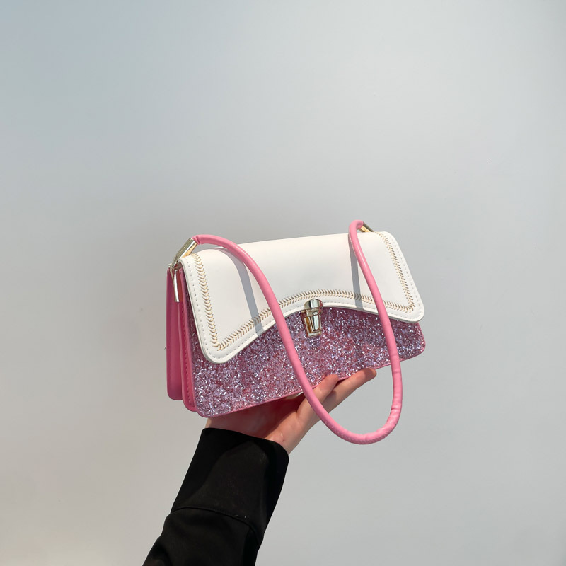 Textured Large Capacity Summer 2025 New Style Patchwork Fashionable Sequin Fashion Single Shoulder Underarm Small Square Bag