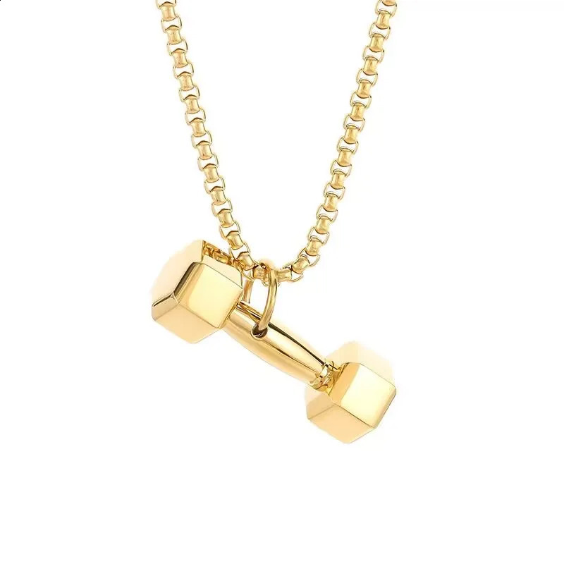 high quality Stainless steel men necklace with dumbbell pendant personality men fashion jewelry 250812