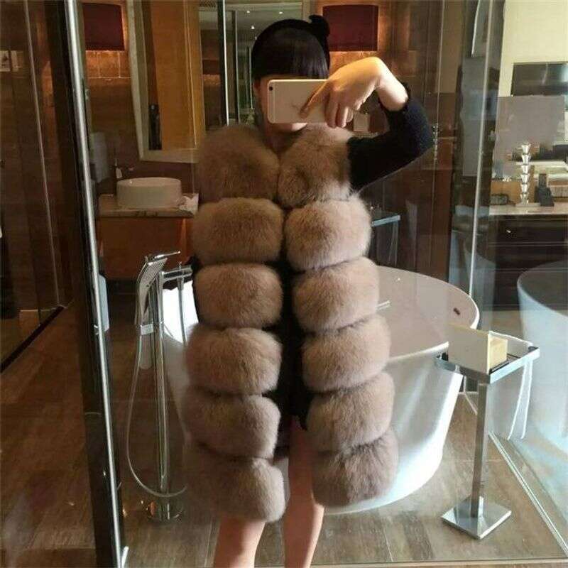 Women's Clothing Fox Vest New Fashion Women's Long Fur Patchwork Coat