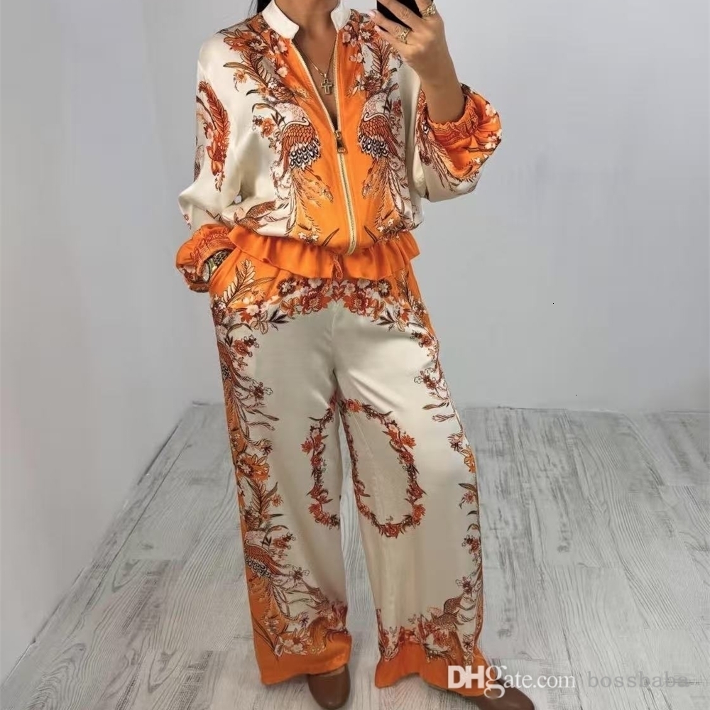 New Autumn Womens Tracksuit Fashion 3D Printed Two Piece Set Women Long Sleeve Baseball Jacket And Casual Loose Drawstring Pants