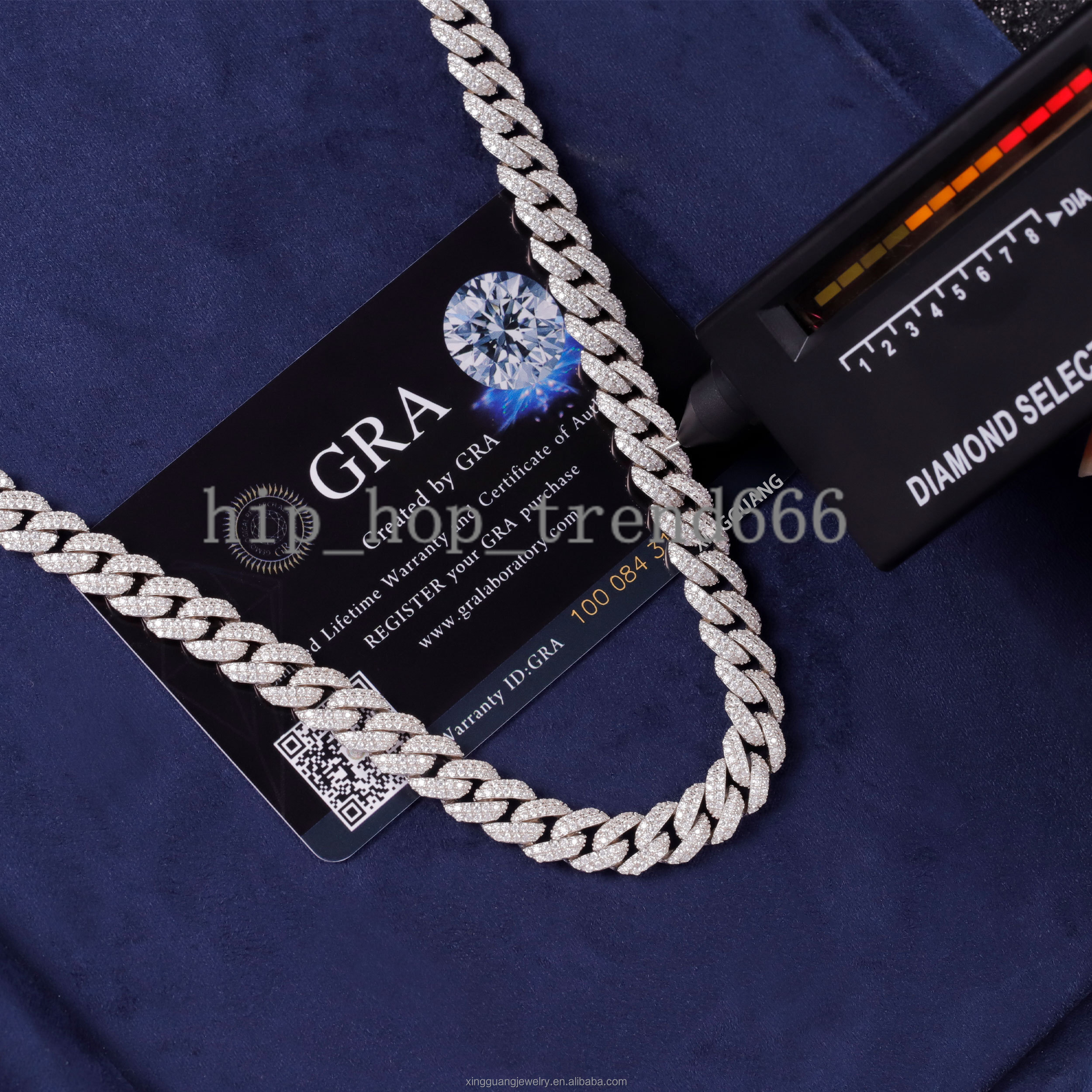 Factory Price 9mm Moissanite Cuban Chain Hiphop Cuban Link Chain for Men Silver Fine Jewelry Necklace Diamond Cuban Chain