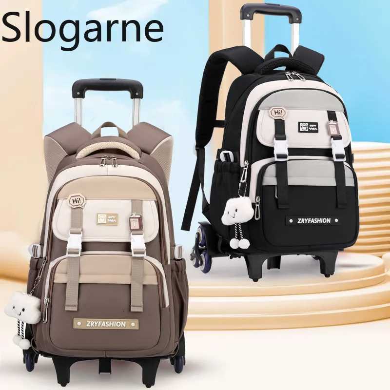 Kids Rolling Backpack Children Waterproof School Bag with Wheels Middle School Trolley Luggage Backpack Women Wheeled Backpack X250815